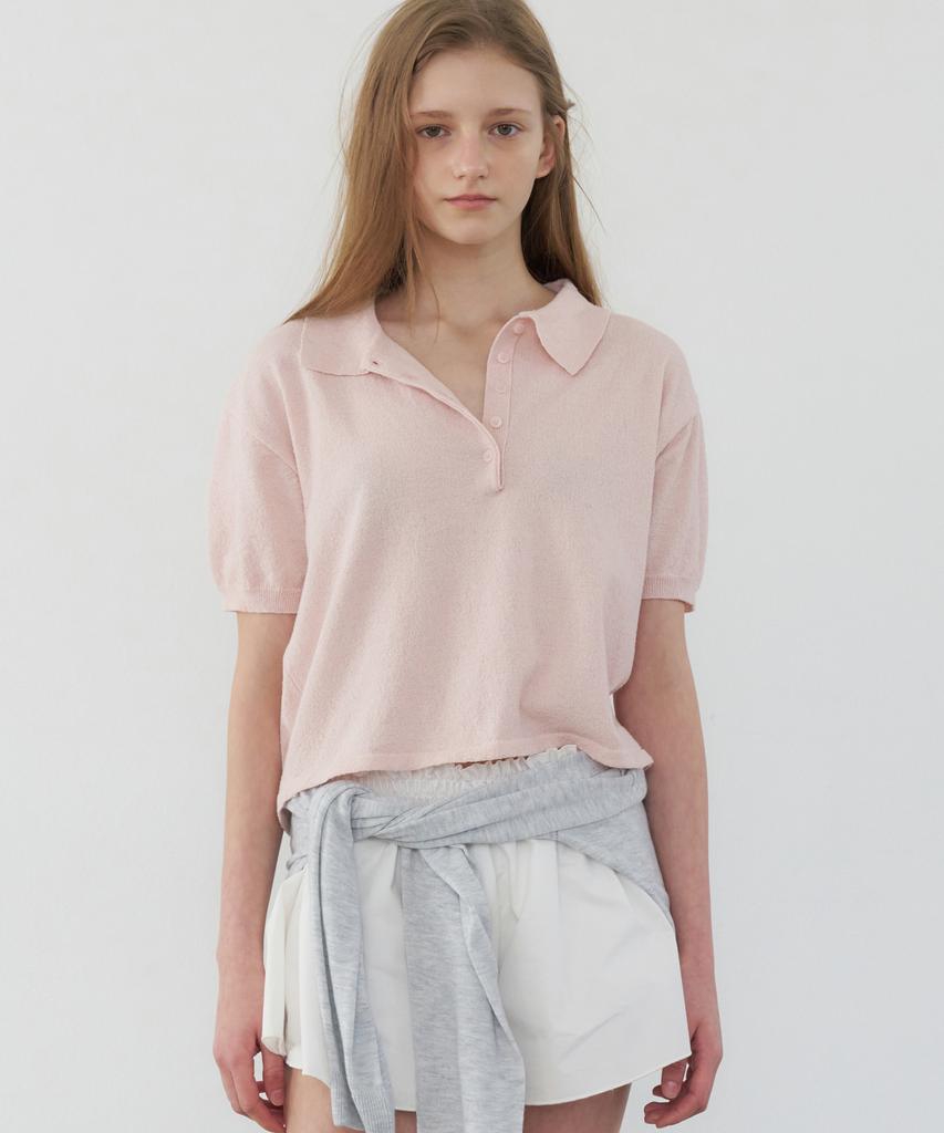 LETTERA Short Sleeve Collar Knit