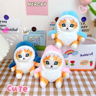 Brinquedo de pelúcia fofo de gato tubarão desenho animado gatinho pingente boneca de pelúcia macia chaveiro chaveiro de carro mochila bolsa decoração amigo presente