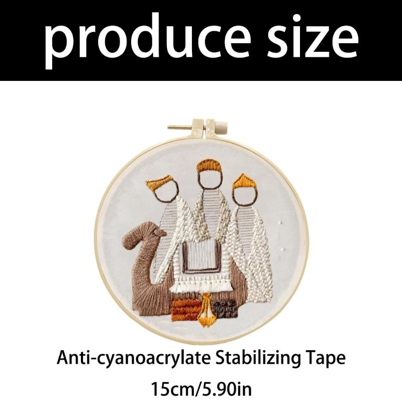 Religious Embroidery Set with Embroidery Hoop Instruction Beginner Stitching Craft Set with Embroidery Thread and Needle