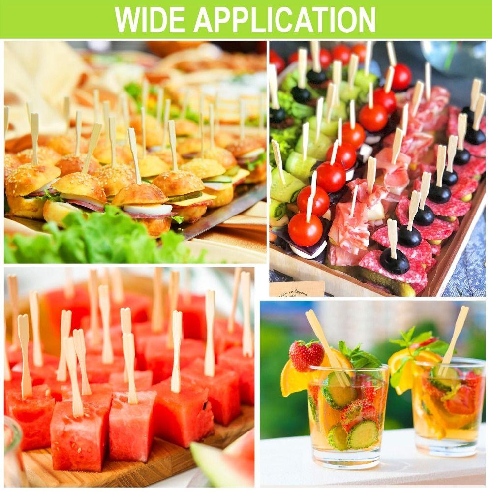 100Pcs Disposable Appetizer Forks Bamboo Dessert Cocktail Forks Restaurant Tableware  Household Use
