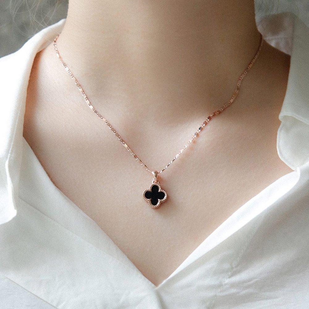 J.Lauren Mother-of-Pearl Malachite Double-Sided Pendant Rose Gold Necklace N01122
