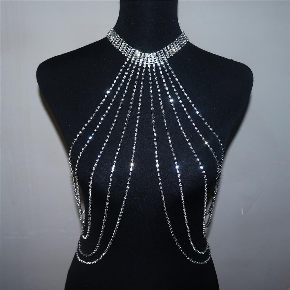 

Summer Beach Sexy Bra Body Chain, European And American Multi-Layer Long Fringed Necklace Chest Chain Top Body Chain