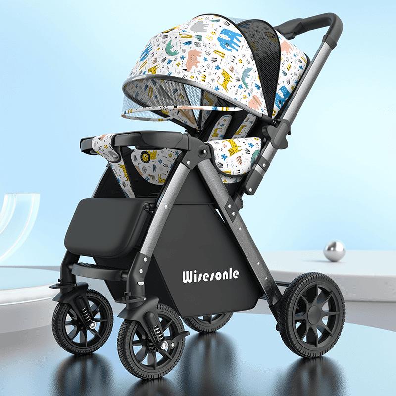 Reversible Baby Stroller: Sit & Lie, Foldable, Lightweight, High Landscape, 0-3 Years, Baby Carriage.