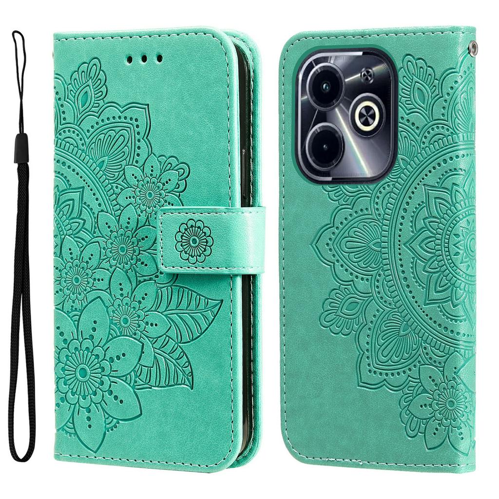 Leather Case for Infinix Smart 8 Plus/Smart 8 Pro 4G/Smart 8 4G/Hot 40i/TECNO Spark 20/Spark Go 2024 4G Flower Phone Cover