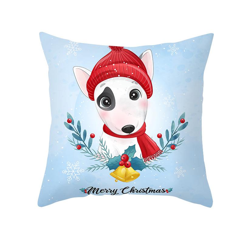 Cartoon Watercolor Christmas Pillow Cover Printed Cute Christmas Snowman Sofa Cushion Pillow Cover Home