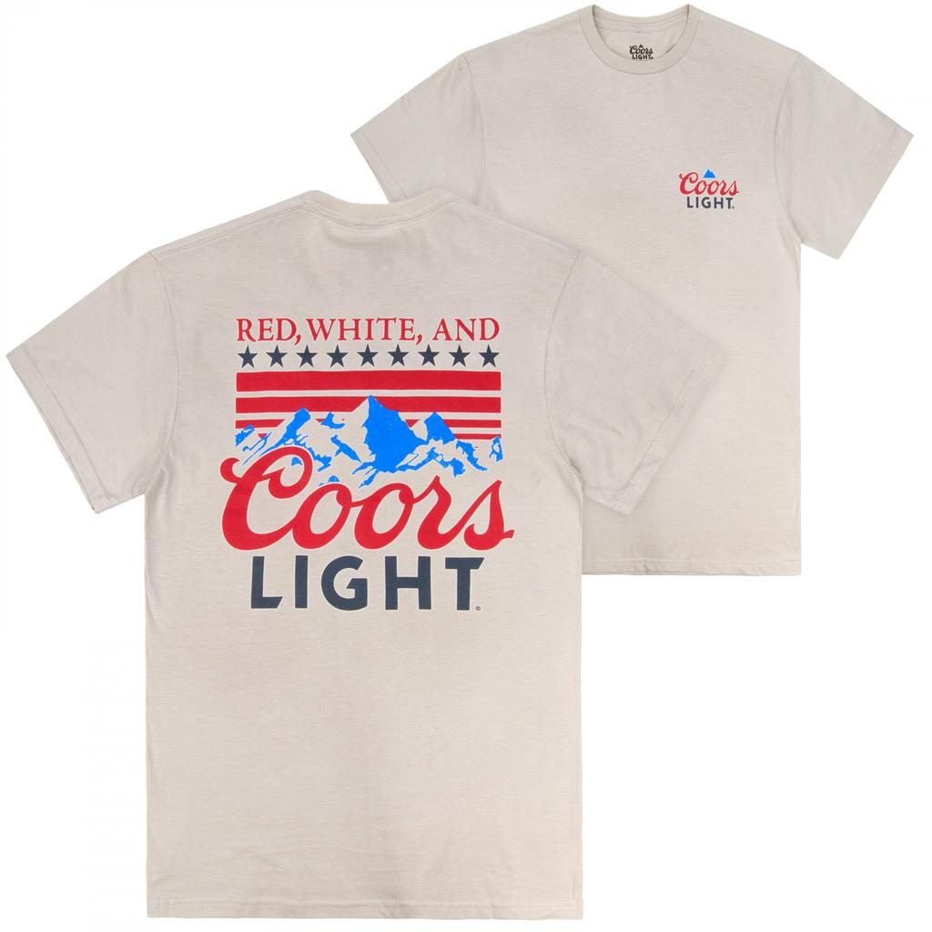 Coors Light - T-shirt con stampa Coors Light Bianca Rossa Fronte e Retro