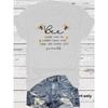 Women's Casual and Fashionable T-shirt with A Round Neck and Short Sleeves Featuring Bee and Letter Patterns