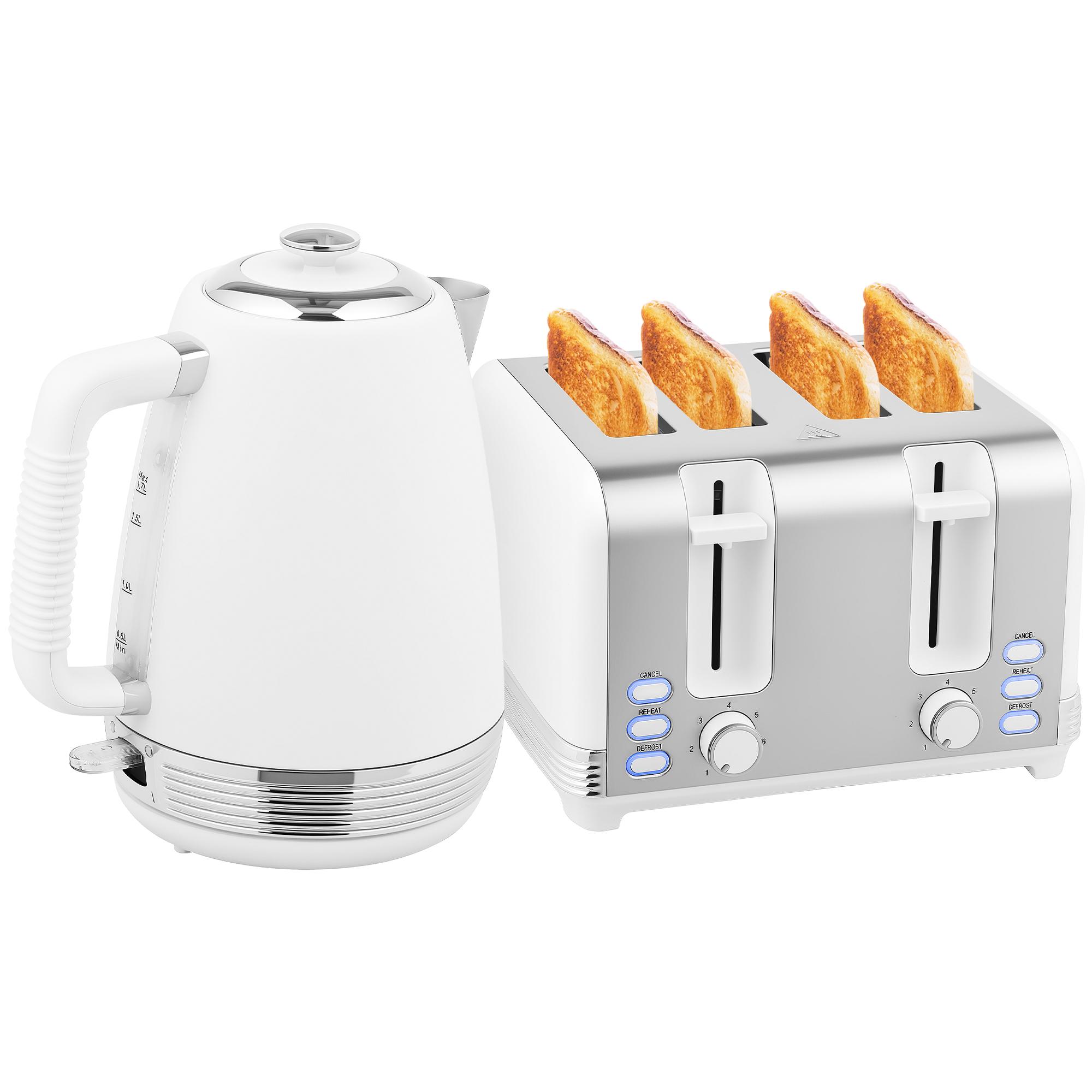 Kettle and toaster set, stainless steel
