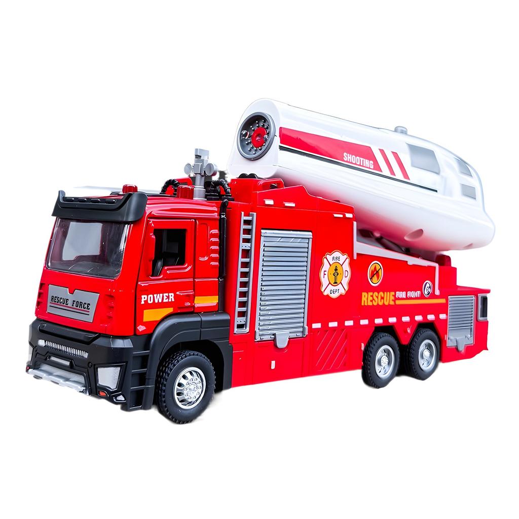 1/32 Spray Caminhão de Bombeiros Brinquedo Liga de Metal Diecast Modelo Elétrico Spray de Água Resgate Veículo de Combate a Incêndio Brinquedo Decoração Presente para Crianças