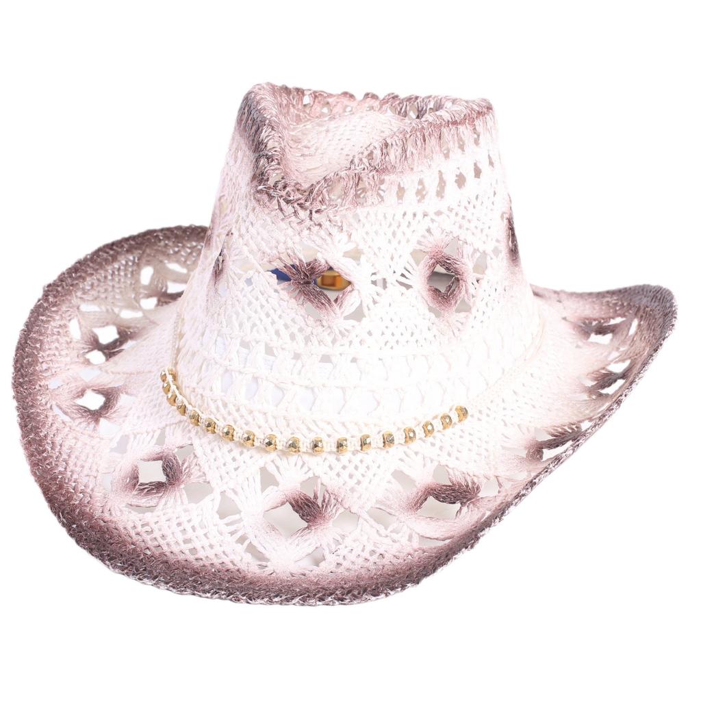 Beliebter europäischer und amerikanischer klassischer hohler westlicher Cowboyhut Herren- und Damen-Mode Urlaubs-atmungsaktiver Sonnenschutz-Strohhut