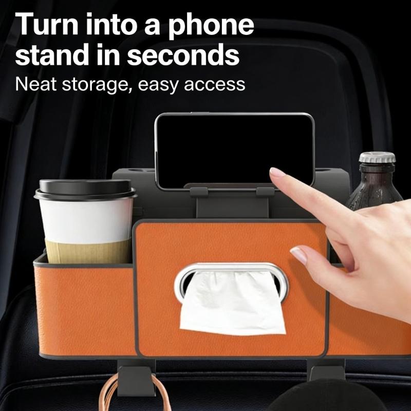 Vehicle Interior Organizer Hanging Storage Box Cup Holder Phone Slot Key Pocket for Multipurpose Storage