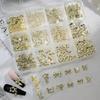 96/120Pcs 3D Gold Bow Butterfly Nail Metal Charms Shiny Bowtie/Diamond Star Diy Nail Decor Accessories Luxury Nail Art Supplies
