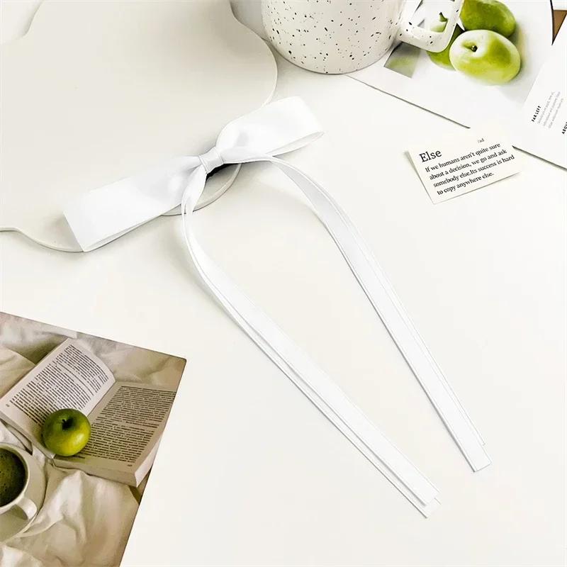 New Solid Color Ribbon Bow Hair Clips for Girls Fashion Korean Sweat Long Tassel Women Barrettes Hairpin Accessories