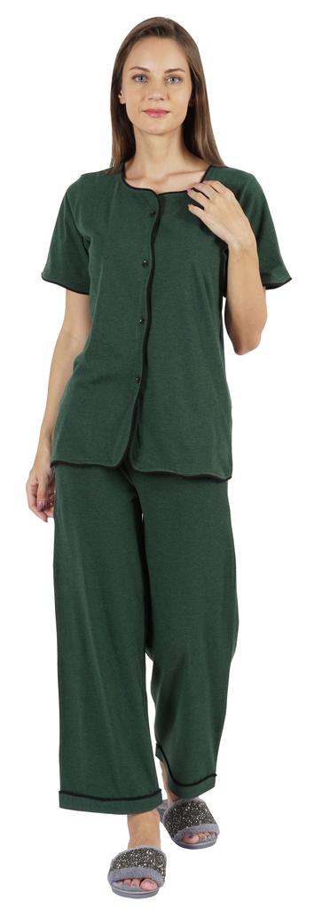 Inkmeso Damen Schlafanzug Set Oberteil Einfarbig Nachtwäsche Pj Loungewear 2-teiliges Set