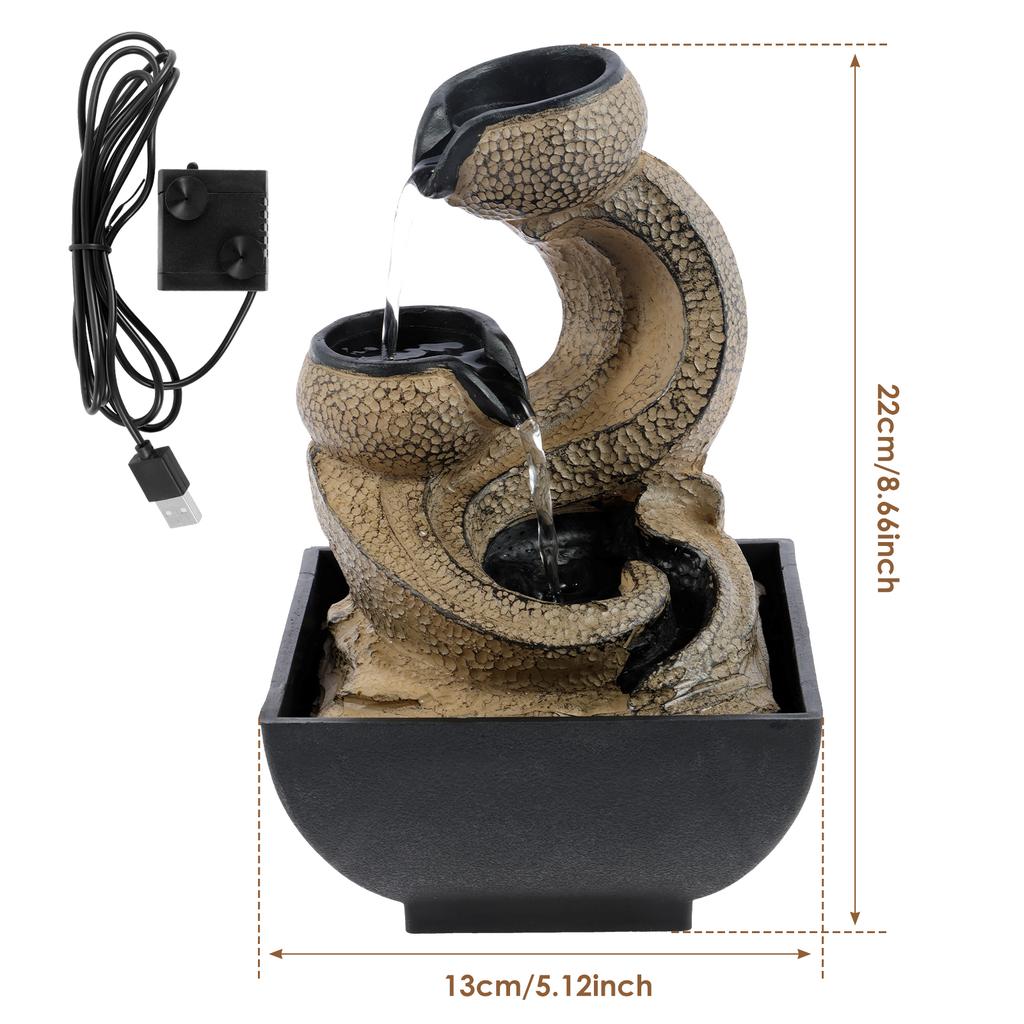 Portable Water Feature Decorative Water Fountain Resin Desk Fountain Small Tabletop Fountain for Indoor Living Room Home Decor