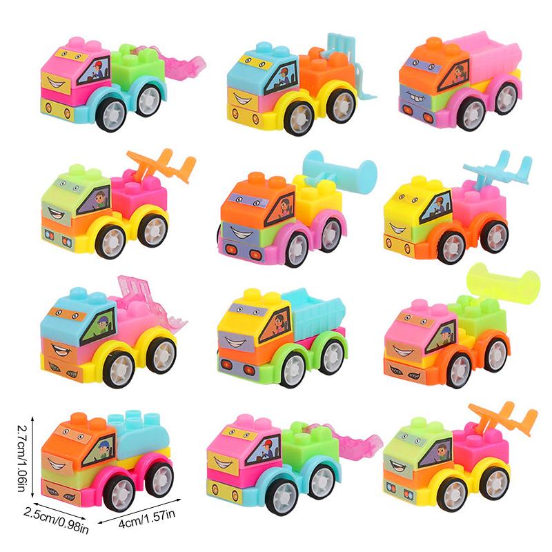 12/24Pcs DIY Puzzle Building Block Car Kids Birthday Party Favors Construction Vehicle Toys Goodie Pinata Fillers Christmas Gift