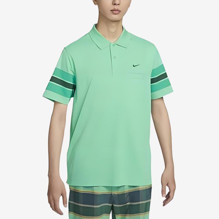 Nike Pánské dvoutónové polo tričko s krátkým rukávem a vyšívaným logem Dri-Fit Unscripted Zelená DX9217-363