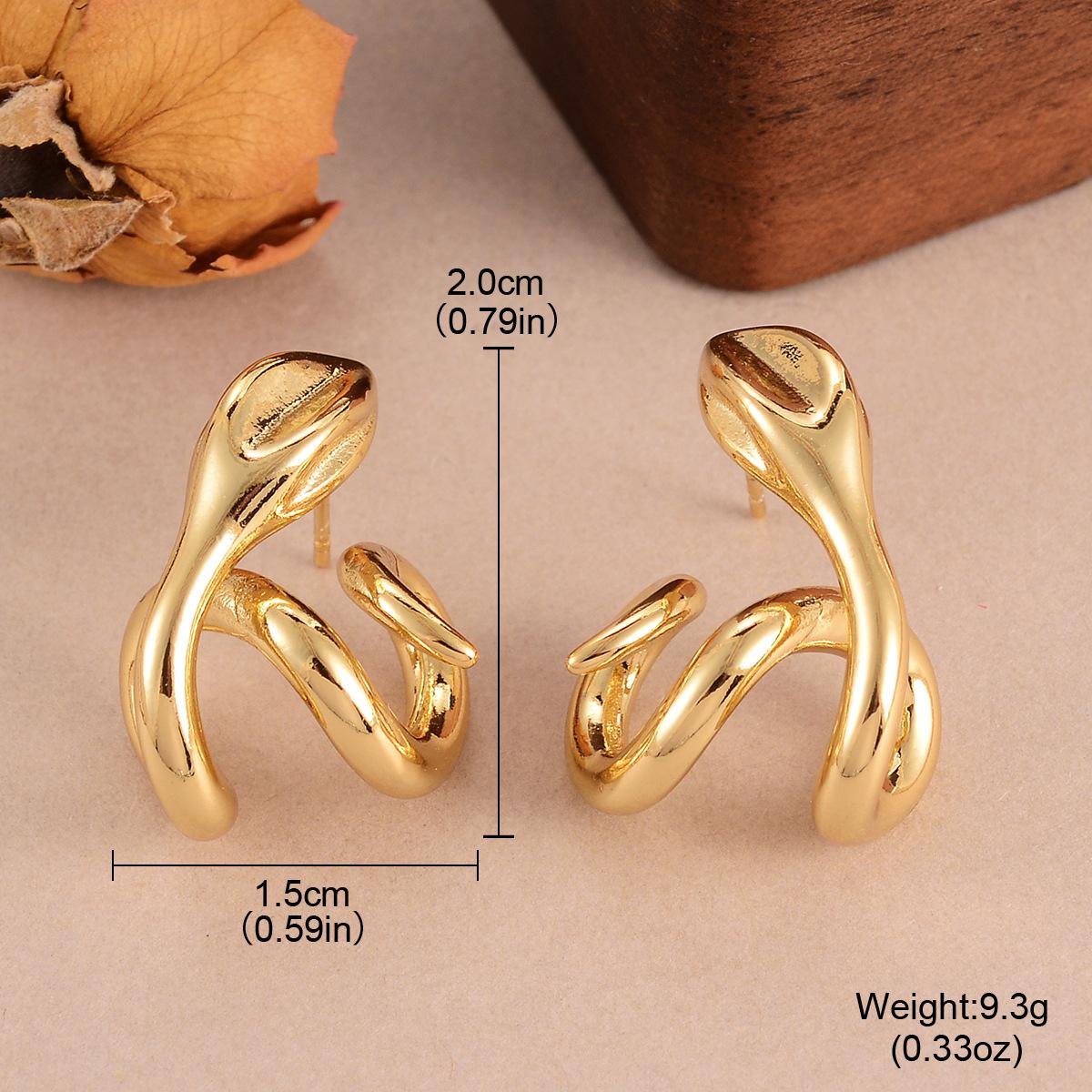 ins ветер неправильные серьги металл ветер простая индивидуальность витая линия серьги продвинутое чувство ретро серьги