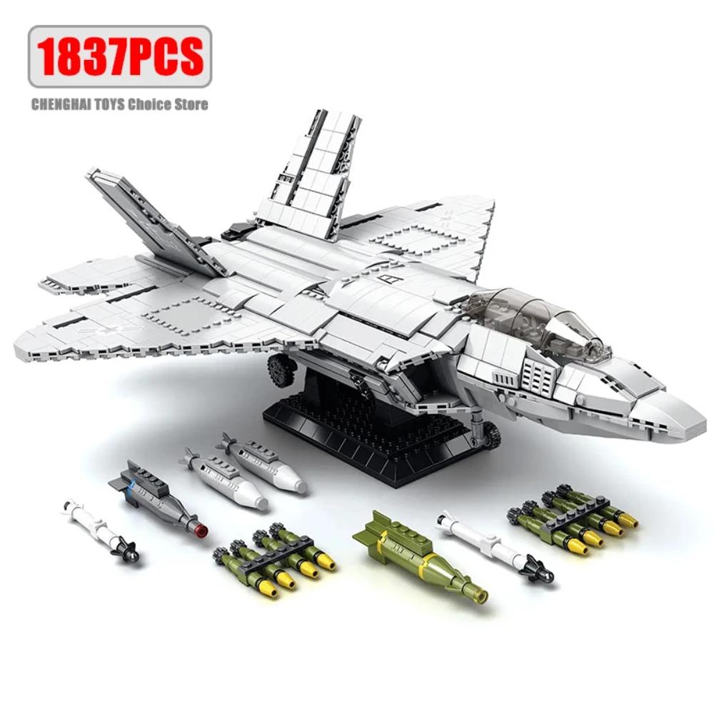 Technical USA F22 Raptor Stealth Strategic Fighter Building Blocks Supersonic Airplane Model Bricks Boy Toys Adult Gifts for Kid