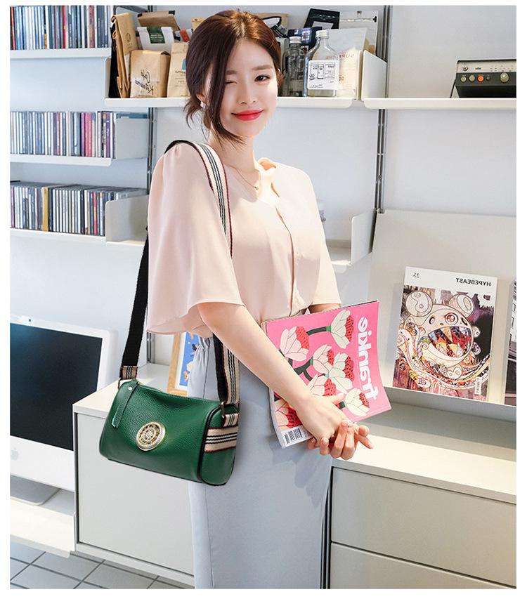 Women's Genuine Leather One-Shoulder Messenger Bag - Fashion, Cowhide Pillow Bag with Wide Strap CLE