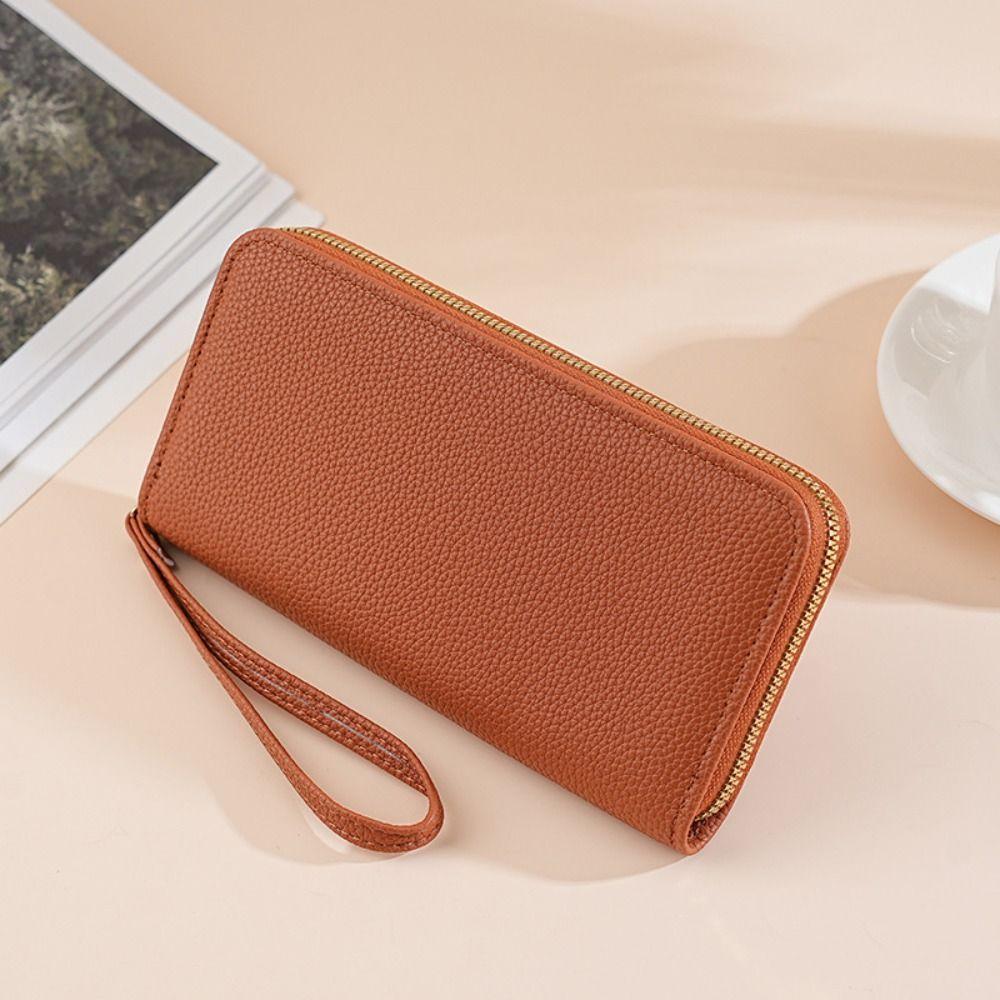 

Zipper Solid Color Wallet Korean Style Women s Handbags Simple Wrist Leather Purse Girls розы красного