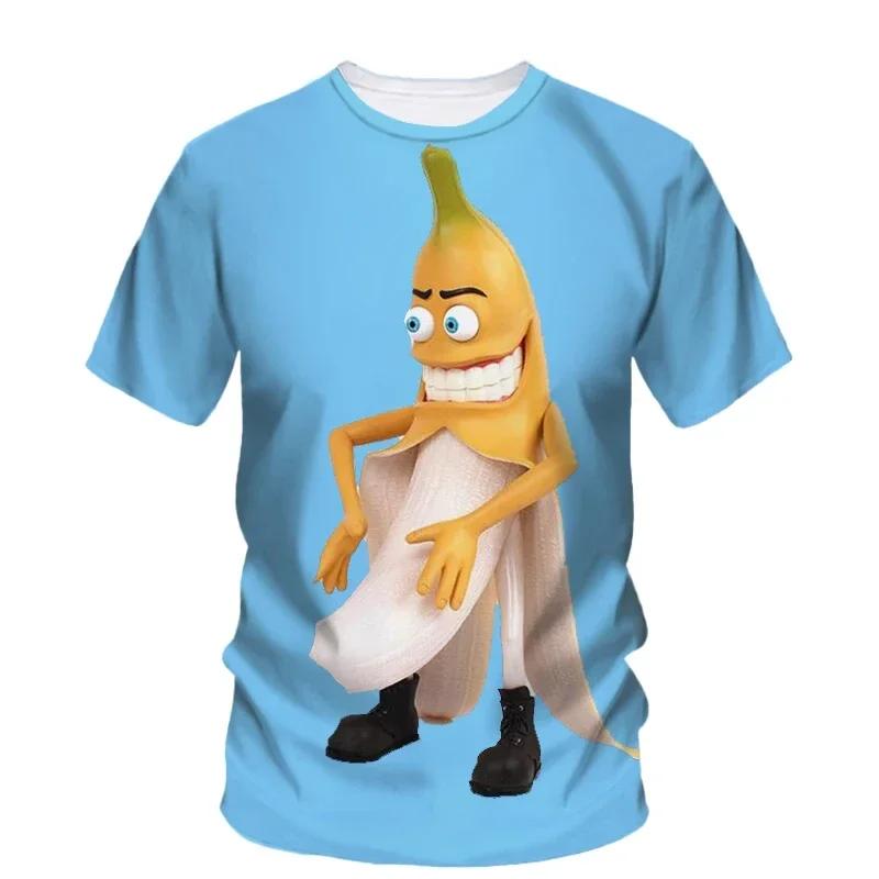Men's and women's round neck 3D banana print T-shirt