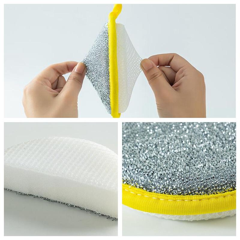 Double Side Dishwashing Sponge Household Cleaning Tools Kitchen Reusable Tableware Dish Washing Brush
