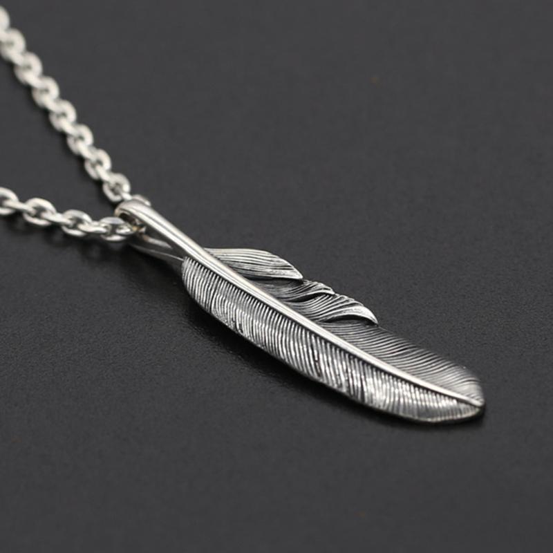 S925 Sterling Silver Jewelry Retro Thai Silver Personality Handmade Classic Eagle Feather Pendant
