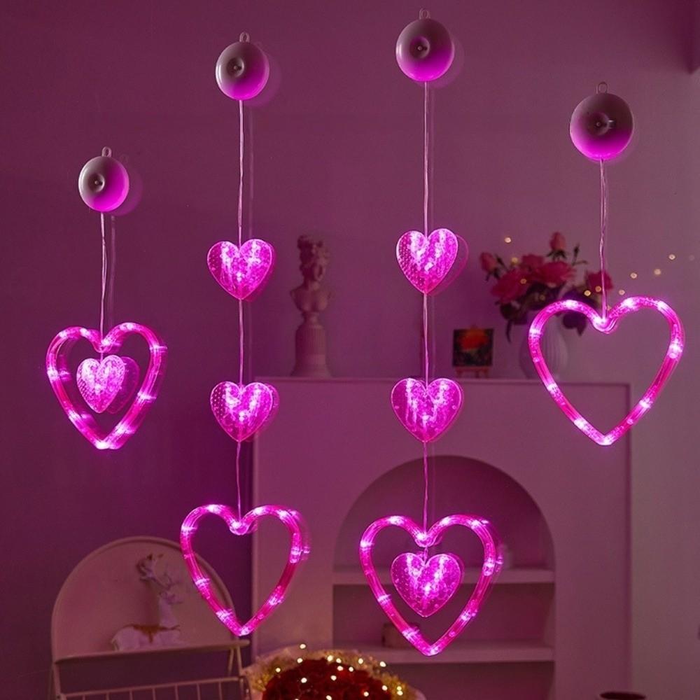 Waterproof Heart Curtain Fairy Light Creative Suction Cup Atmosphere Light Proposal Ceremony