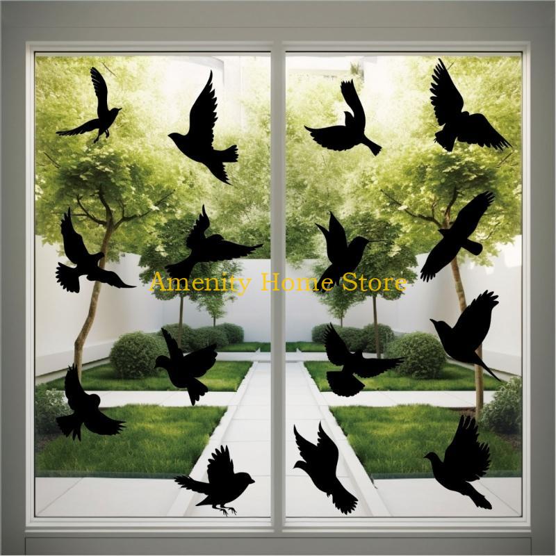 F26C 16pcs Large Anti-Collision Window Clings Hummingbird Window Stickers Glass Door Decals Preventing Bird Bathroom Decor