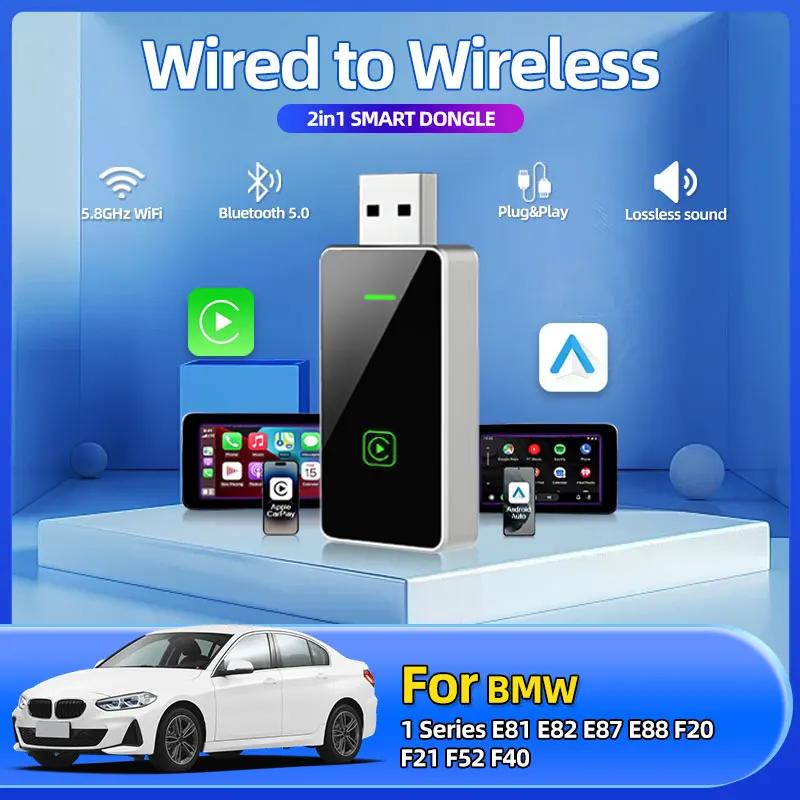 OMAH7 Carplay Wireless Adapter Android Auto 2in 1 Smart Dongle 5G WIFI For iphone Android Phone For BMW 1 Series E81 E82 E87 E88 F20