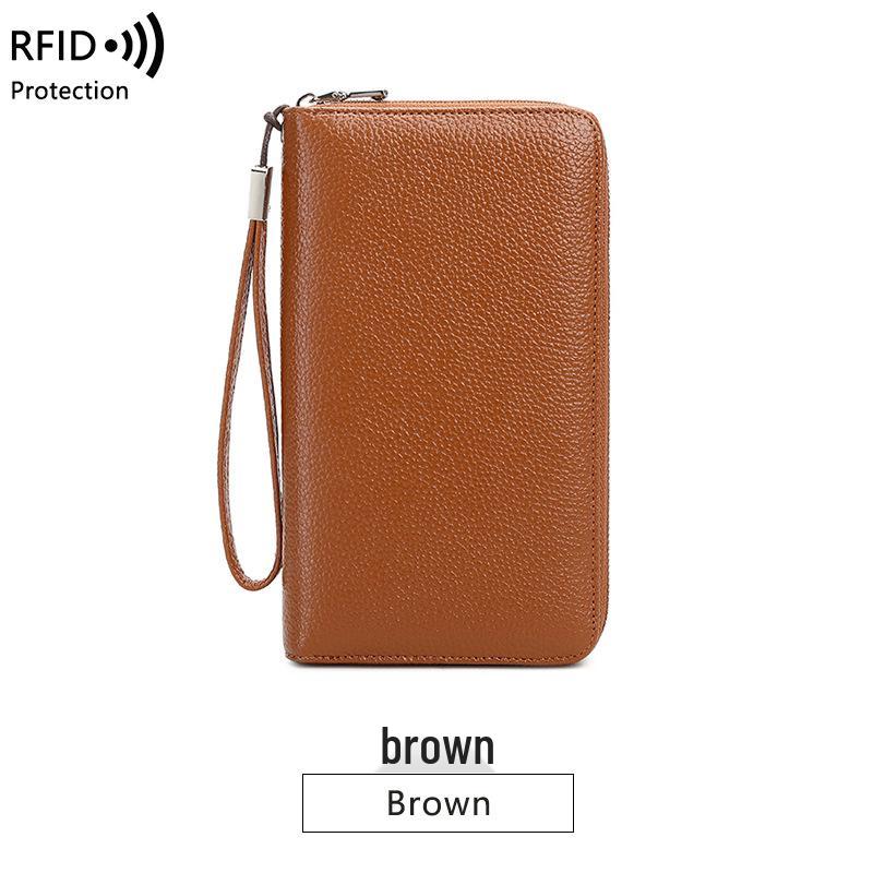 Genuine Leather RFID Anti-theft Long Wallet with Multi-card Slots and Large Capacity