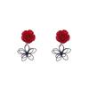 Antique Ankara Red Rose National Style Light Luxury Elegant Temperament Female Personalized Earrings