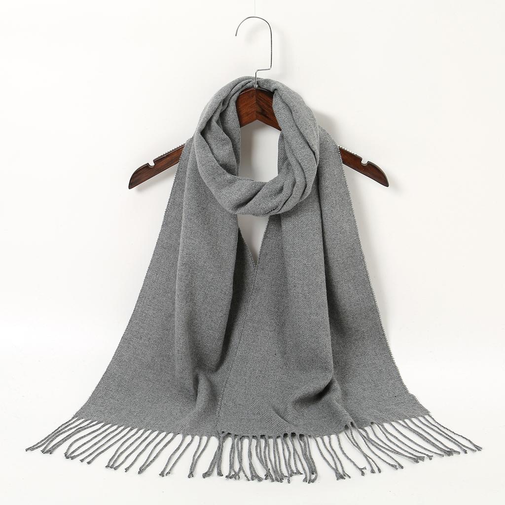 Solid Color Cashmere Scarf With Tassel Pashmina Fashion Custom Logo Women Shawl Wram Thicken Neck Protection190*32Cm