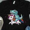 Dinosaurier und Einhorn Freundschaftsshirts, T-Rex Shirts, Einhorn Shirts, T-Rex reitet auf Einhorn Shirt, Dinosaurier Kunst, Einhorn Kunst
