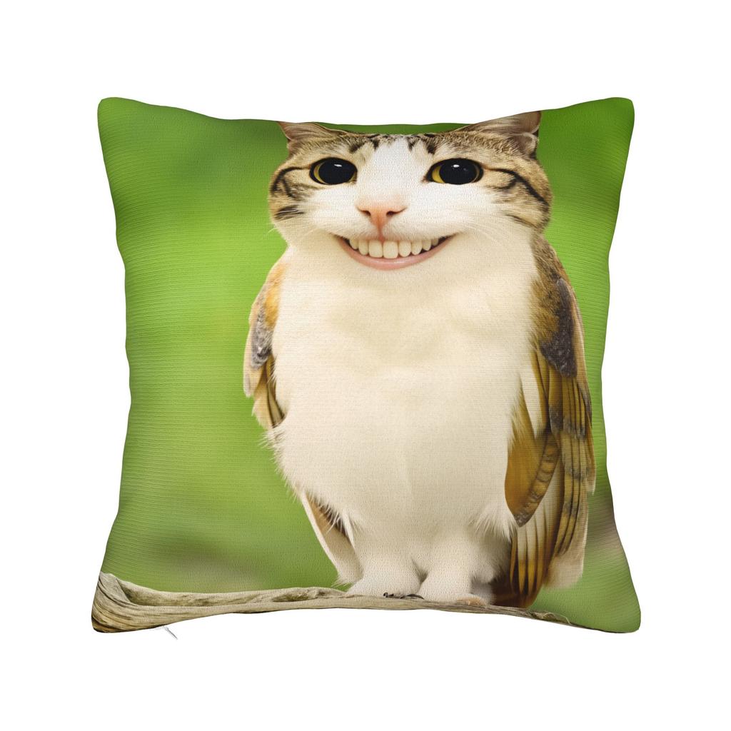 Funny Smiling Meowl Cat (2) Pillow Case Morden Pillow Cover Design Pillowcases For Sofa Bedroom Home Decor