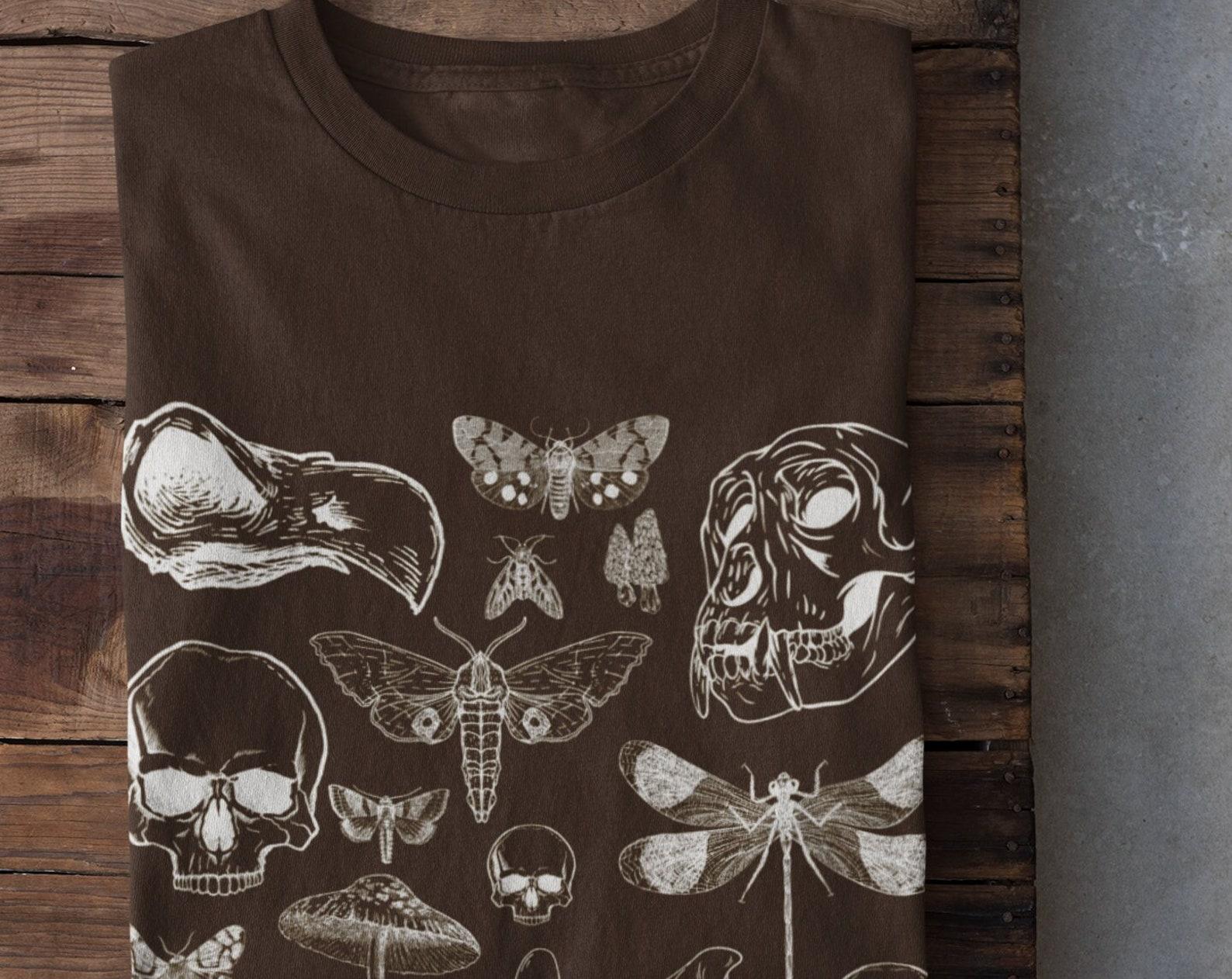 Mushroom Skull Tshirt,Alt Clothing,Grunge Clothing,Dark Academia Clothing,Goblincore Clothing,Grunge Fairycore,Mushroom Shirt,Grunge Shirt S