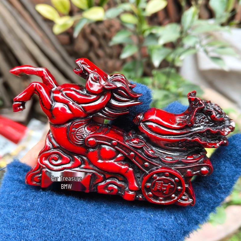 Imitation Rosewood Leaping Horse Ornament - Zodiac Horse Mascot for Success