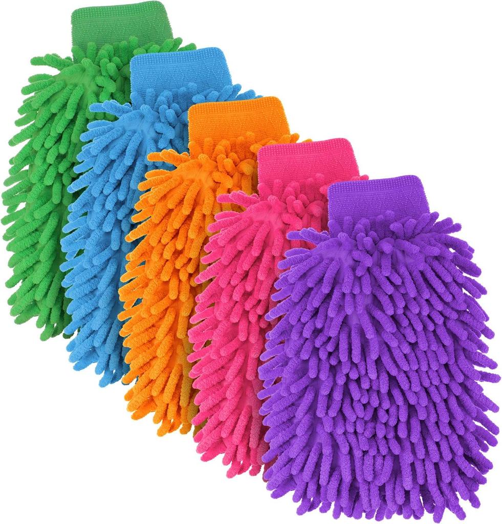 Microfiber House Cleaning and Car Wash Glove Mitts Double Sided Chenille Home Dusting Microfiber Gloves Wash Mittens