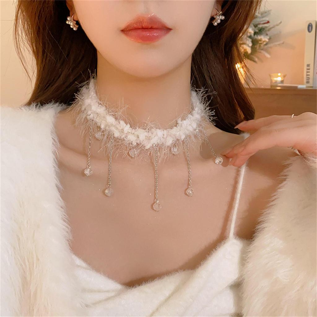 Bowknot Pearl Necklace Autumn and Winter Sweet High-end Clavicle Chain Super Fairy Fashion Accessories
