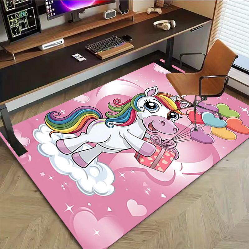 1PC Unicorn Heart Non-Slip Floor Carpet Compatible for Office&Living Room&Bedroom&Dining room - Flat - Weave Machine-S0360