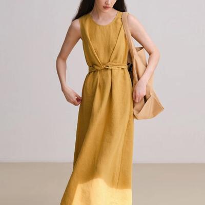 Damen Sommer Persönlichkeit Ärmelloses A-Linien-Kleid Nische O-Ausschnitt Mode Einfarbiges Kleid