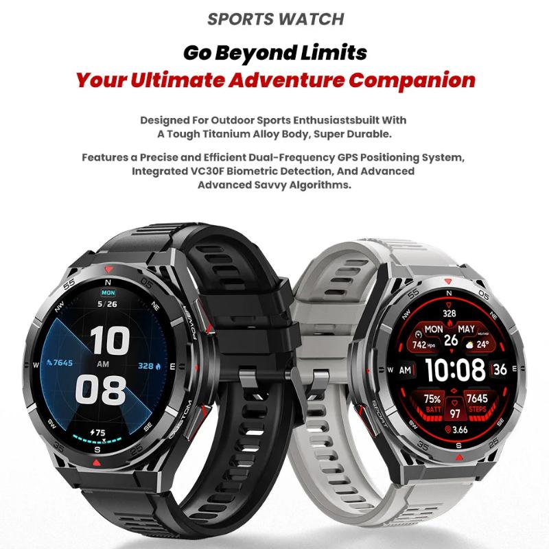 2025 New Dual-Band Satellite GPS Smart Watch Men 1.43'' AMOLED Screen Compass Heart Rate BT Call IP69 Waterproof Swimming Watch