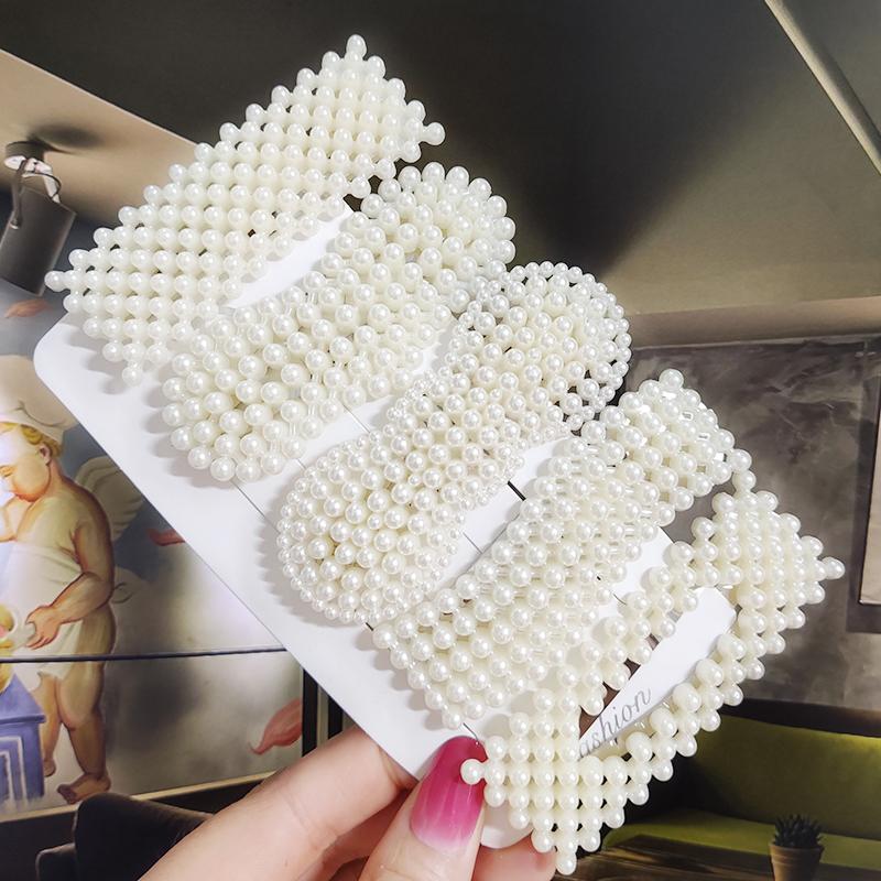 Pearl Hair Clip For Women Korean 3/4pcs Geometric Hairpins Set Hair Berrettes Girl Hairgrip Side Clip Hair Accessories