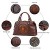 Embossed Totem Tote Bag First Layer Cowhide Commuting Handbag Large Capacity Single Shoulder Oblique Span Dumpling Bag Commuting Must