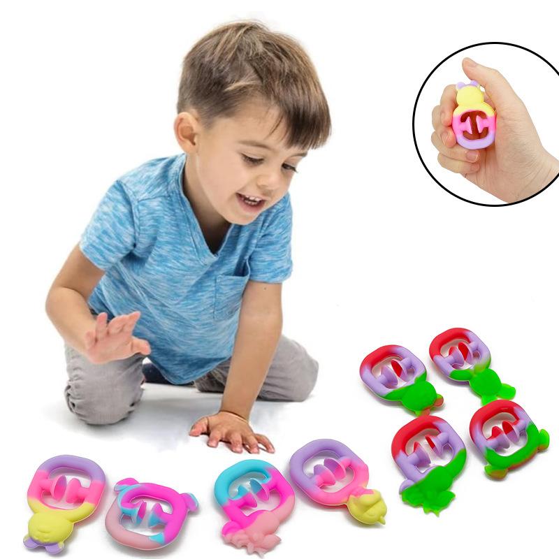 5/10/20Pcs Stress Relief Finger Hand Grip Rainbow Fidget Snapper Toy Stress Ball For Kids Adult Sensory Toys Gifts Juguetes