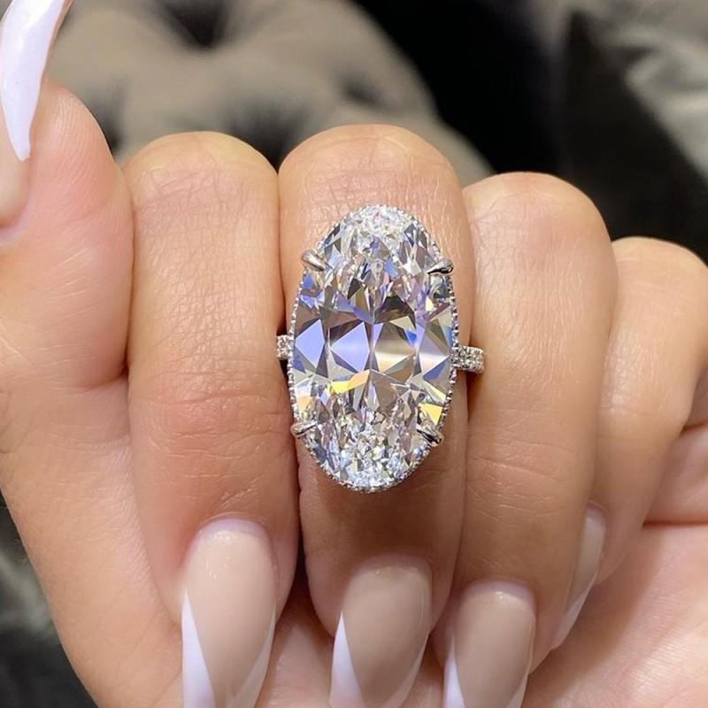 Elegant Oval Cubic Zirconia Crystal Ring Women Wedding Engagement Band Fine Jewelry Accessory High Shine
