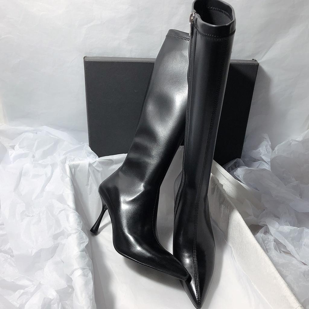 Damen Stiefel mit hohen Absätzen mit schlanken Absätzen Sexy spitze High-Heel Elastische Stiefel Mode Kniehohe High-Heel Stiefel für Damen