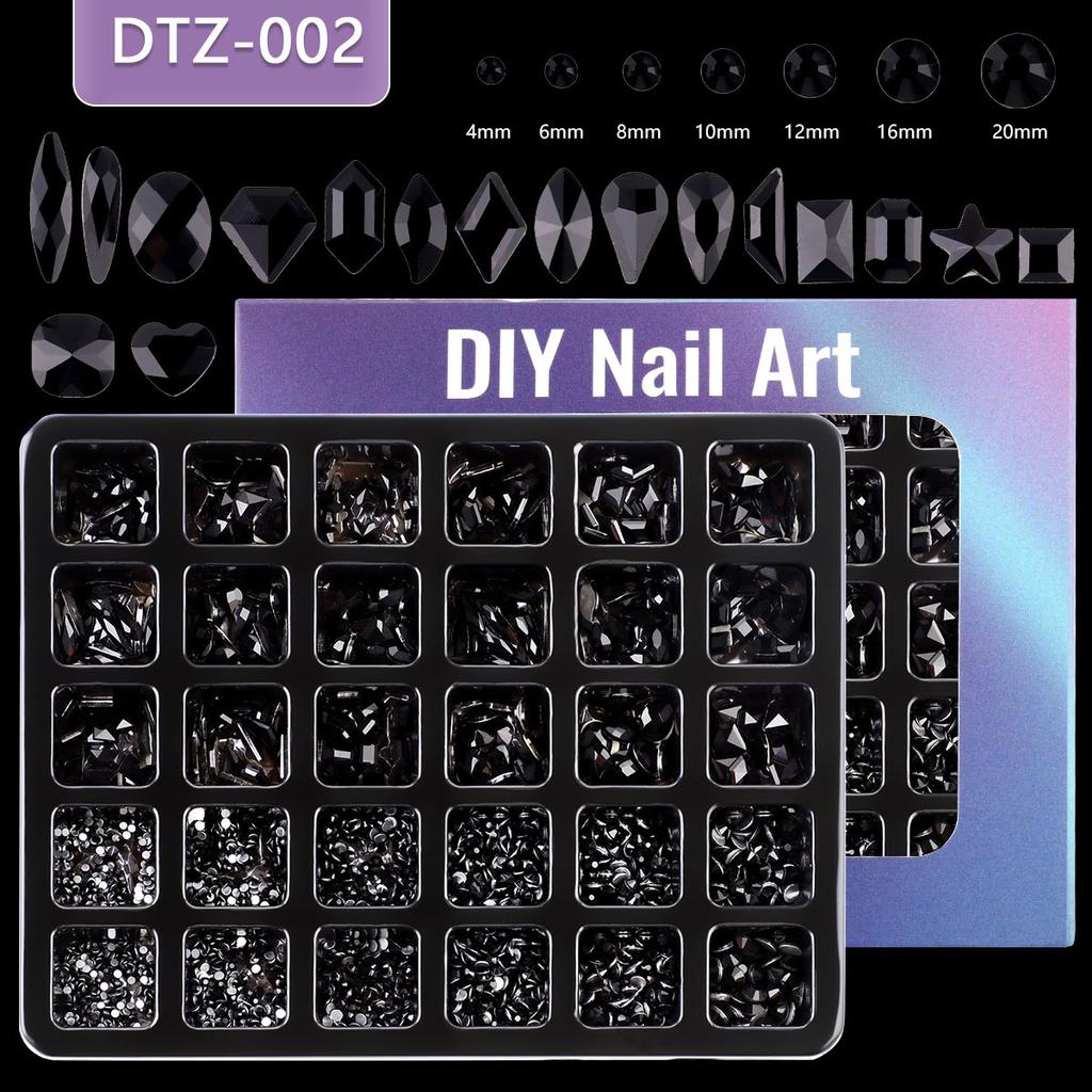 Nail Art 30 Grid Boxed Nail Art Flat Bottom Special-Shaped Diamond Transparent Ab Big Red Nail Rhinestone Nail Art Jewelry