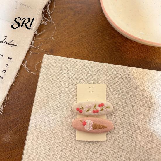 Durable Hair Clips 1 Pair Hairpins Rounded Edges Metal Stable Grip Hand-Embroidered Everyday Wear Flower Pattern Wide BB Clip Side Bang Accessories